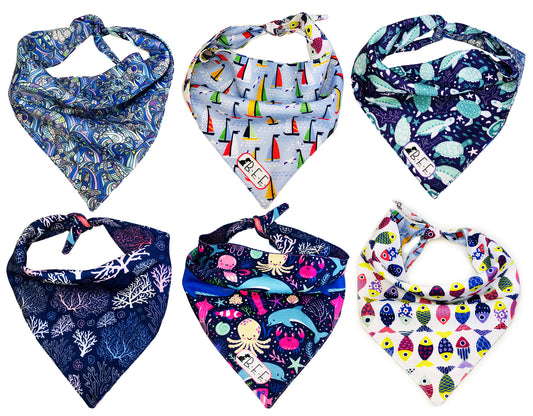 BFF Kit 3 bandanas artesanales doble vista para mascotas, 6 looks diferentes. Mod. BFF-S3P-024