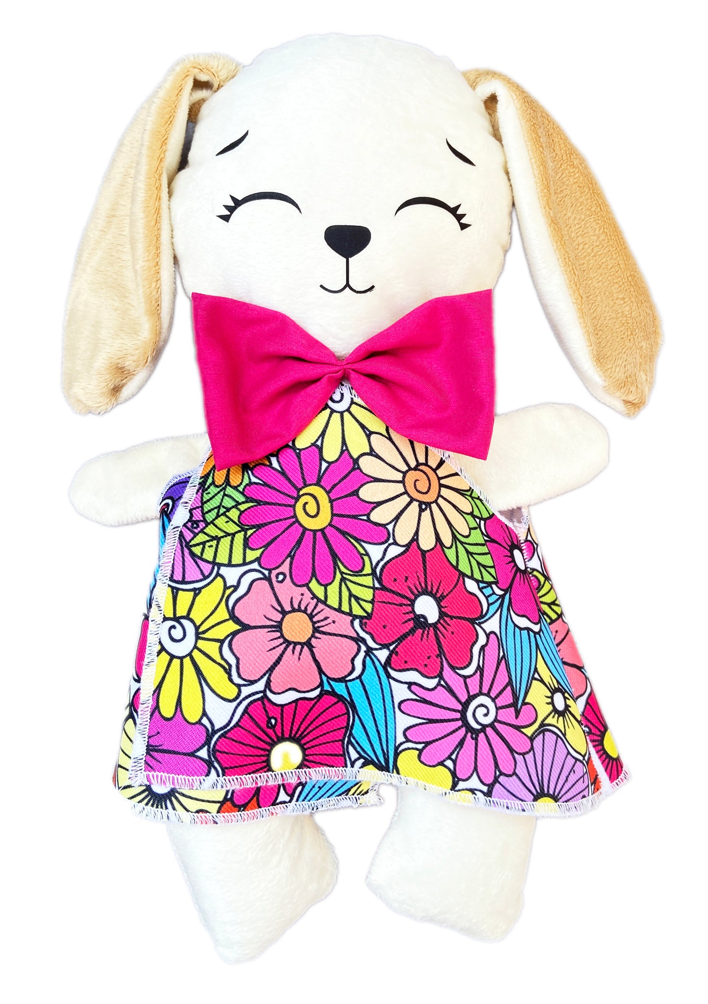 Conejo de peluche con 3 vestidos para colorear completamente lavables incluye set de plumones