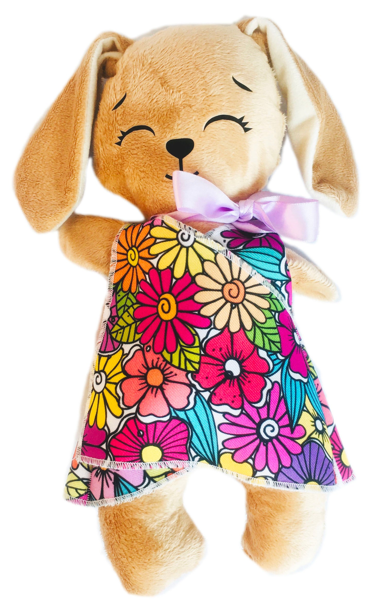 Conejo de peluche beige con 3 vestidos para colorear completamente lavables incluye set de plumones